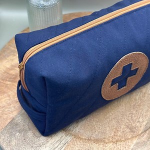 First Aid Kit | Blue Vintage Fabric | Leather Patch | Handmade - Etsy UK