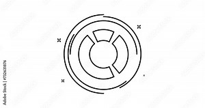 circle diagram animated outline icon. circle diagram rotation appearance 4k video animation for web, mobile and ui design