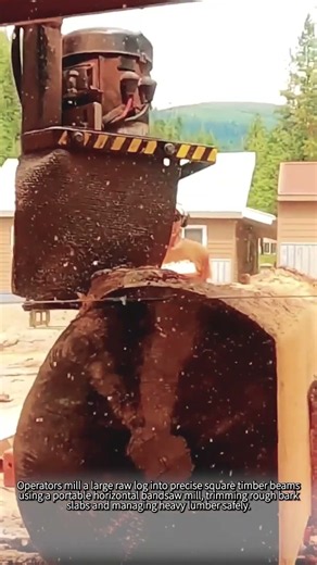 Watch This Giant Log Turn Into Square Timber In Minutes #worker #process #sawmill #woodwork #timber