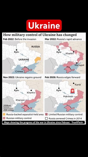 Maps showing the progress of the war in Ukraine since February 2022