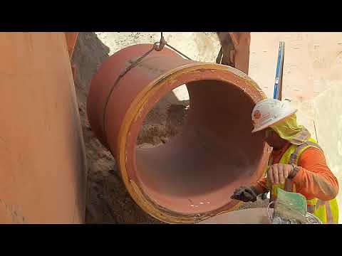 Must Watch Sanitary Sewer Construction Video! 42 in Vitrified Clay Pipe Installation in 4 minutes!
