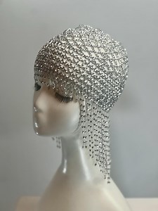 SILVER Beads Cap Handmade Beaded Cleopatra-inspired Headpiece – Elegant Costume Accessory With Tassels - Etsy