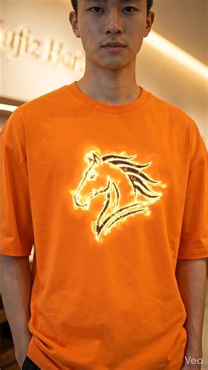 Luxury Streetwear 🔥 Orange T-Shirt with Fire Horse Design | Hafiz Haris
