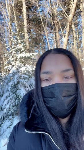 Christmas Trees covered in Snow. #snow #snoweating #iceeating #fyp #asmr #winter #blizzard