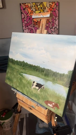 A costom peice just completed! #painting #ftpシ #art #country #cows