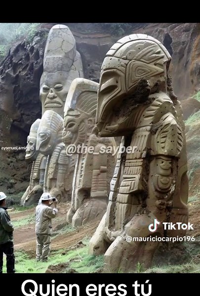 Exploring Alien-Like Stone Statues in Rugged Terrain