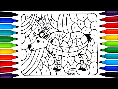 How to color the Moose by number | Drawing, Coloring and Painting for Kids and Toddlers