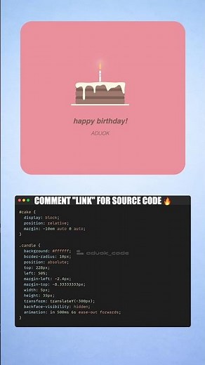Happy Birthday Animation 🎂 | HTML CSS Cake Animation 🔥