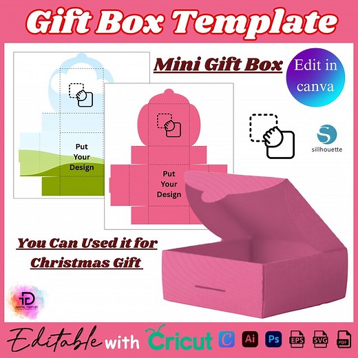 Gift Box Template, Gift Box SVG, Editable Gift Box, Christmas Gift Box, Packaging Box, Box Vector A4 for Cutting Machine, Printable Gift Box - Etsy Australia