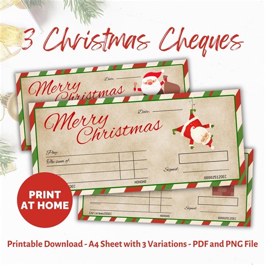 Christmas Blank Cheque: Printable Novelty Gift (PDF & PNG) - Etsy UK