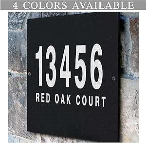 THE PALISADES SQUARE Stone Address Plaque With Engraved Numbers. Address Sign Made from solid, real stone.