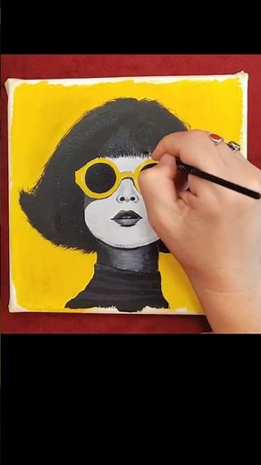 ✨ Speedpaint: Girl with Bob & Yellow Glasses / Acrylic Drawing Short