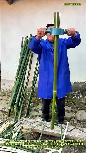 伝統的な道具で竹を割る - 職人の技