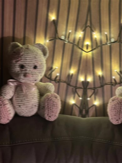 Cute little pink nose bear made for a baby girls first Christmas 🎄 🤶 🎅 🎁 🐻 #fyp #crochetersoftiktok #crochet #handmadegifts