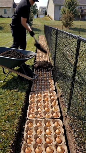 Planting 100 Onions in Egg Cartons Along My Fence Line | DIY & Crafts