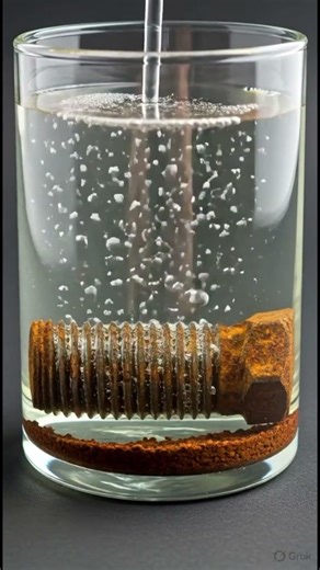 Threaded Rod Rust Removal: Acid Cleaning Macro Experiment#RustRemoval#shorts #ai