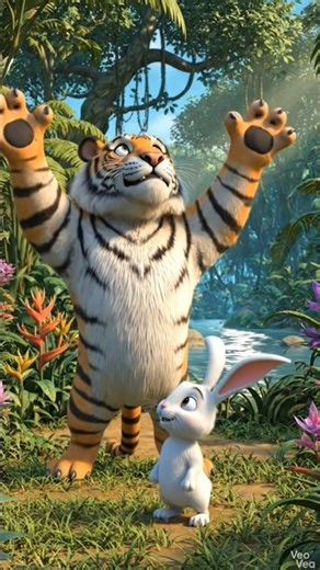 भूखा टाइगर और समझदार खरगोश🐇🦁#shorts #subscribe