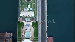 TRIESTE, ITALY - Nov 01, 2021: A top view to cruise ship P&O Cruises in the Trieste shipyard Stock Video