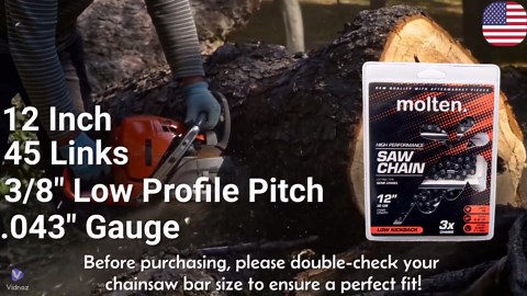 Dewalt 12 Inch Chainsaw Chain, Replaces Dewalt Chainsaw Chain DWO1DT612, Fits Models DCCS620B, DCCS621B, DCCS620P1, R45, LP-043-Replacement - Molten.
