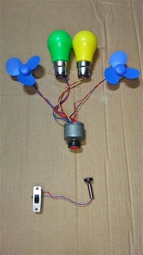 Mini Coreless Drone Motor Powering Into Two DC Fan Motor and Two LED Light #dcmotor #tech #shorts
