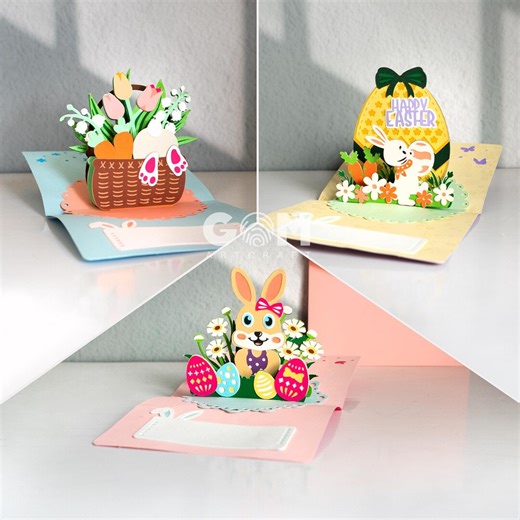 Set 3 Ostern Pop-Up Kartenvorlage, DIY Papier Osterei Karte, Hase Ostern Papierschnitt SVG - Etsy.de