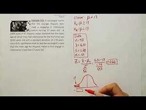 Hypothesis Testing: claims about the mean, example 123