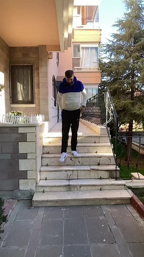 Casual Stroll Down Outdoor Stairs