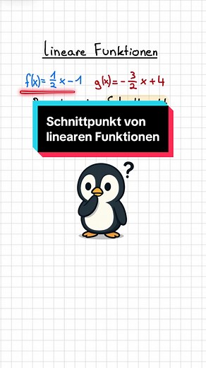 Schnittpunkt von linearen Funktion berechnen erklärt #mathe #schule #lernen #schnittpunkte #funktionen