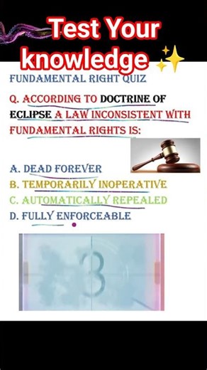 Fundamental right quiz #13🤔 I Article 13 of the Indian constitution quiz✨️#shorts #quiz #law #gk