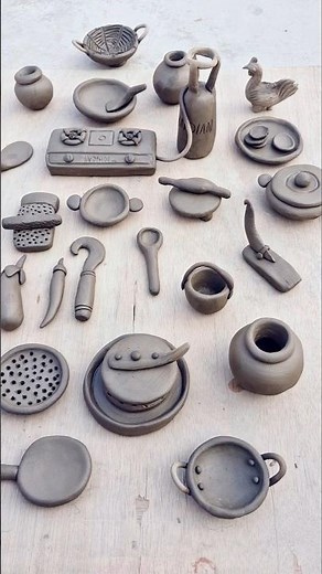 diy how to make miniature handmade kitchen set with clay/new kitchen set toys/kitchen set mitti
