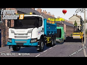 Asphalting road & cleaning road | Public Work Sandy Bay | Farming Simulator 19 | Episode 9