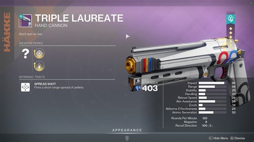Triple Laureate god roll guide for Destiny 2 PvE and PvP