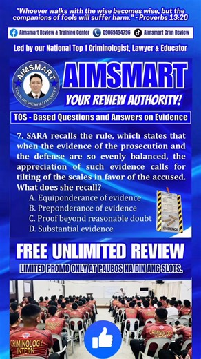 Saan ka makakakita sa buong Pilipinas na may pa FREE UNLIMITED REVIEW? Dito lang yan sa Aimsmart. ☝🏻sinasabi ko sayo! 🙂‍↔️ Paalala lang sa mga graduates ng ibang schools na LIMITED slots lang tayo ah👌 Kaya kung pabagal-bagal pa kayo, baka maubusan na talaga kayo ng slots 😅 Review Enrollment for Feb 2026 CLE is until July 31.💙 #Criminology #boardexams #review #Aimsmart #ProvenAndTested #TOS #Situational #FinalCoaching #tips #hulingputok | Aimsmart Review & Training Center