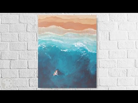 Beach Painting with Sailboat / Acrylic Painting Tutorial