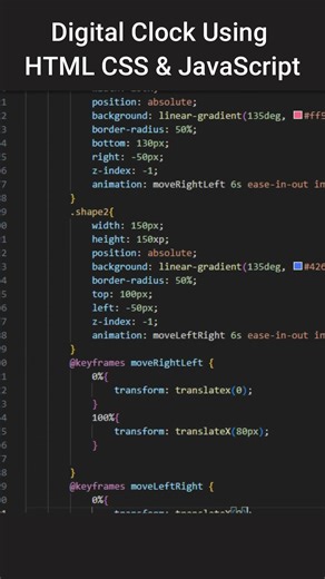 Create a Digital Clock Using HTML CSS & JavaScript ⏰🔥 #shorts #shortvideo #shortsfeed #viral