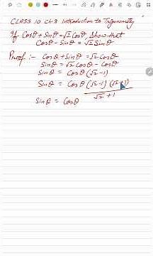 If cos θ + sin θ = √2cos θ show that cos θ - sin θ = √2sin θ