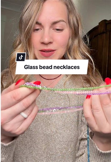 Glass bead necklaces - so many colors! #BeadedNecklace #GlassBeads #HandmadeJewelry #BeadedJewelry #JewelryTok
