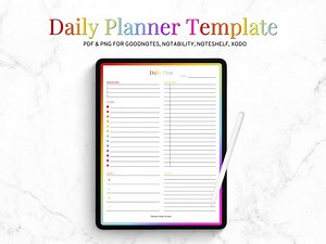 Daily Planner for Goodnotes, Digital Daily Template, Goodnotes Planner PDF, Colorful Daily Page, iPad Planner, Undated Planner - Etsy