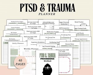 PTSD Trauma Processing Workbook | Therapy Worksheets, Safety Plan (Canva)