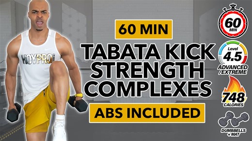 60 Minute Hybrid Tabata Kick / Strength Complex   Abs Workout