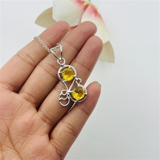 Natural Citrine Pendant Necklace, 925 Sterling Silver, Handmade Citrine Jewelry, Healing Crystal Pendant, Gift for Her, Valentines Day Gfits - Etsy