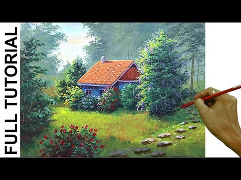 TUTORIAL : Acrylic Painting Landscape / House Garden / JMLisondra