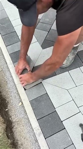 Precise paving block installation clean finish #shorts #construction #paving