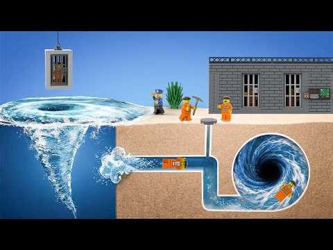 Lego Dam Breach Experiment: Vortex Whirlpool vs Tsunami Wave machine