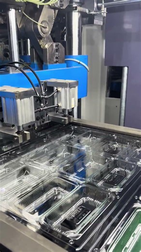 High Speed Plastic PET Clamshell Container Three Station Thermoforming Machine