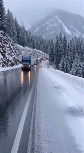 Two Semi Trucks Collide on Icy Mountain Road in Idaho #mountains #automobile #travel #snow #funny