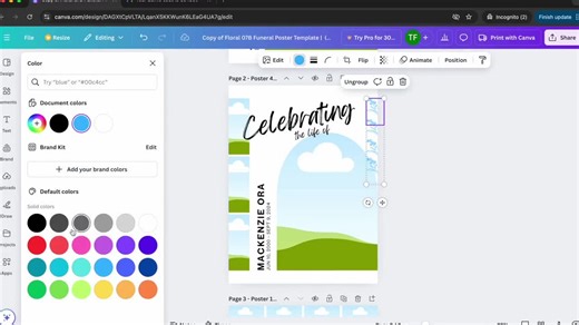 Modern Funeral Bundle Templates Set, Celebration of Life Announcement Pack (Canva) 07B