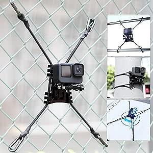 GEPULY Upgraded Fence Mount Hook Chain Link for Mevo Start GoPro Hero 13 12 11 10 9 8 7 6 5 4 3 Insta360 AKASO Action Digital Cameras/Smartphones-Backstop for Recording Baseball Softball Tennis Games