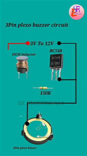 3Pin plezo buzzer circuit diagram #electrician #jaidmeel #electrical