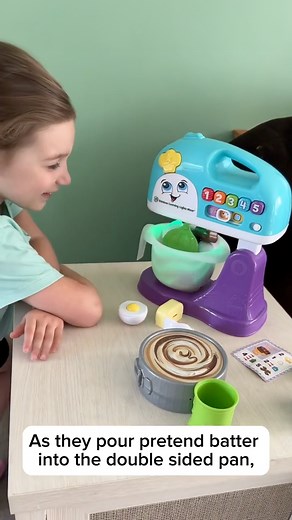 With Leapfrog, the learning's baked in. 🎂🧁🍰 Rainbow Learning Lights Mixer lets little chefs whip up pretend treats in a jiffy, with a mixer that includes a tilting head, spinning paddle, and detachable mixing bowl - just like a real stand mixer! As they press the mixing buttons to make the paddle spin with colored lights, or split up the play butter and chocolate, they're not just playing pretend - they're learning colors, numbers and more. Let 'em cook! Thank you for sharing your video with